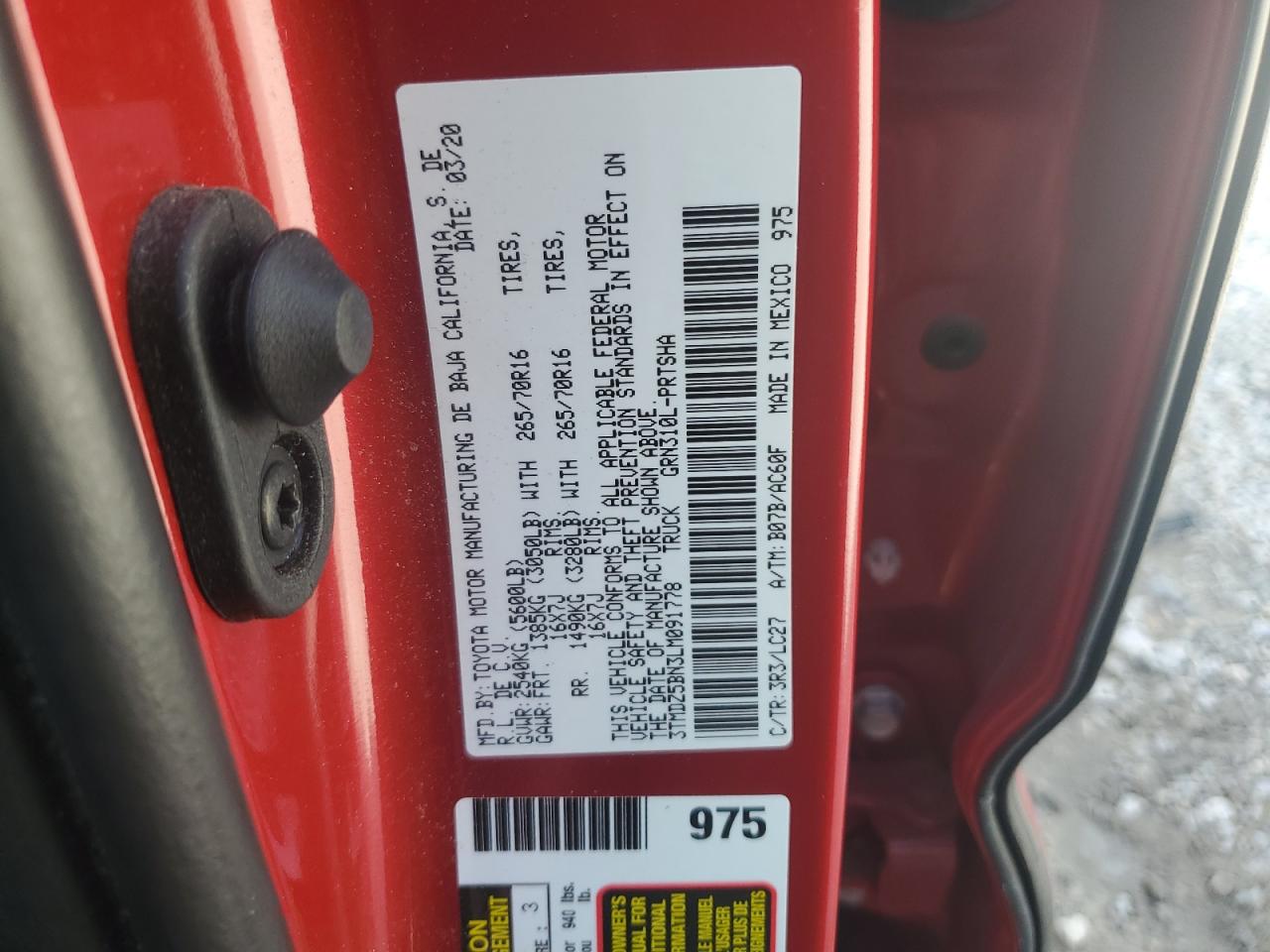 2020 Toyota Tacoma Double Cab VIN: 3TMDZ5BN3LM091778 Lot: 65146015