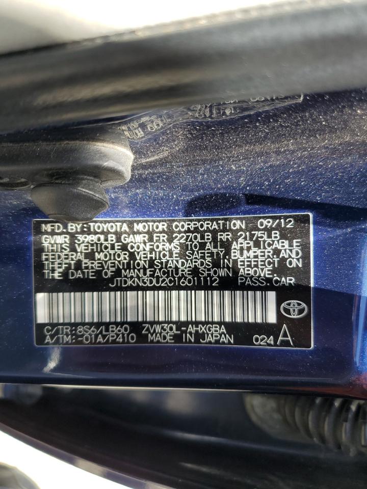 2012 Toyota Prius VIN: JTDKN3DU2C1601112 Lot: 64330585