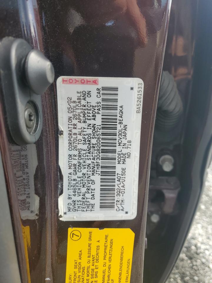 2002 Lexus Es 300 VIN: JTHBF30G820065721 Lot: 63475155