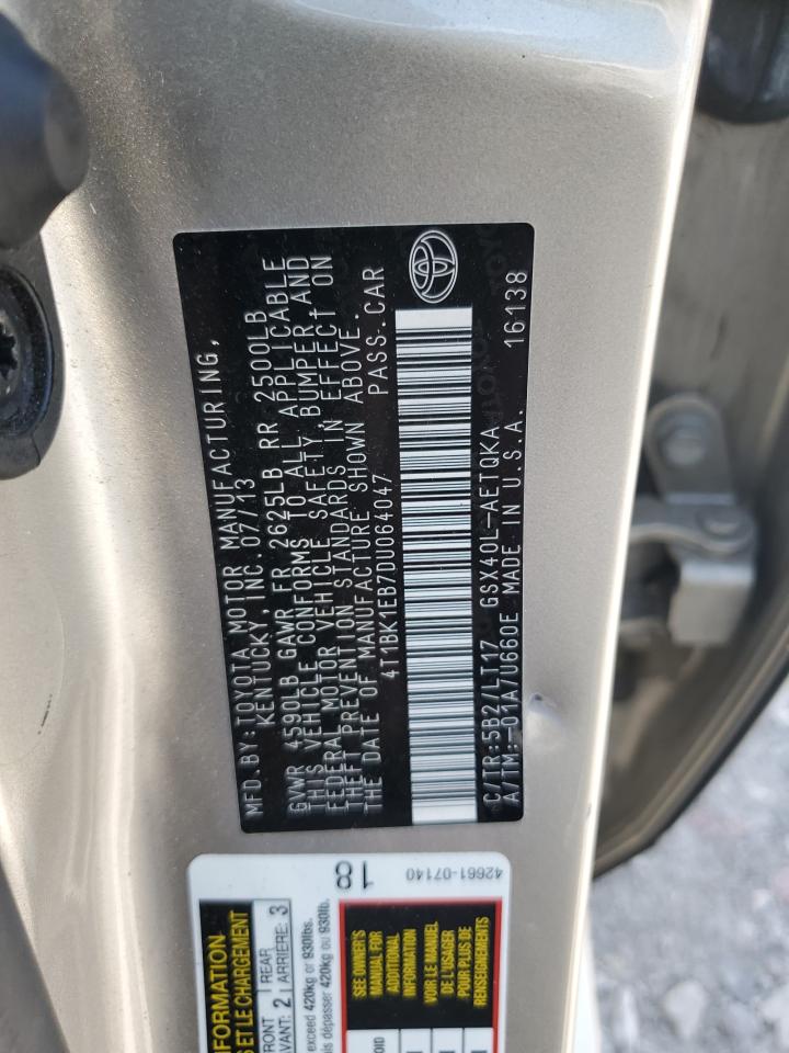 2013 Toyota Avalon Base VIN: 4T1BK1EB7DU064047 Lot: 63762865