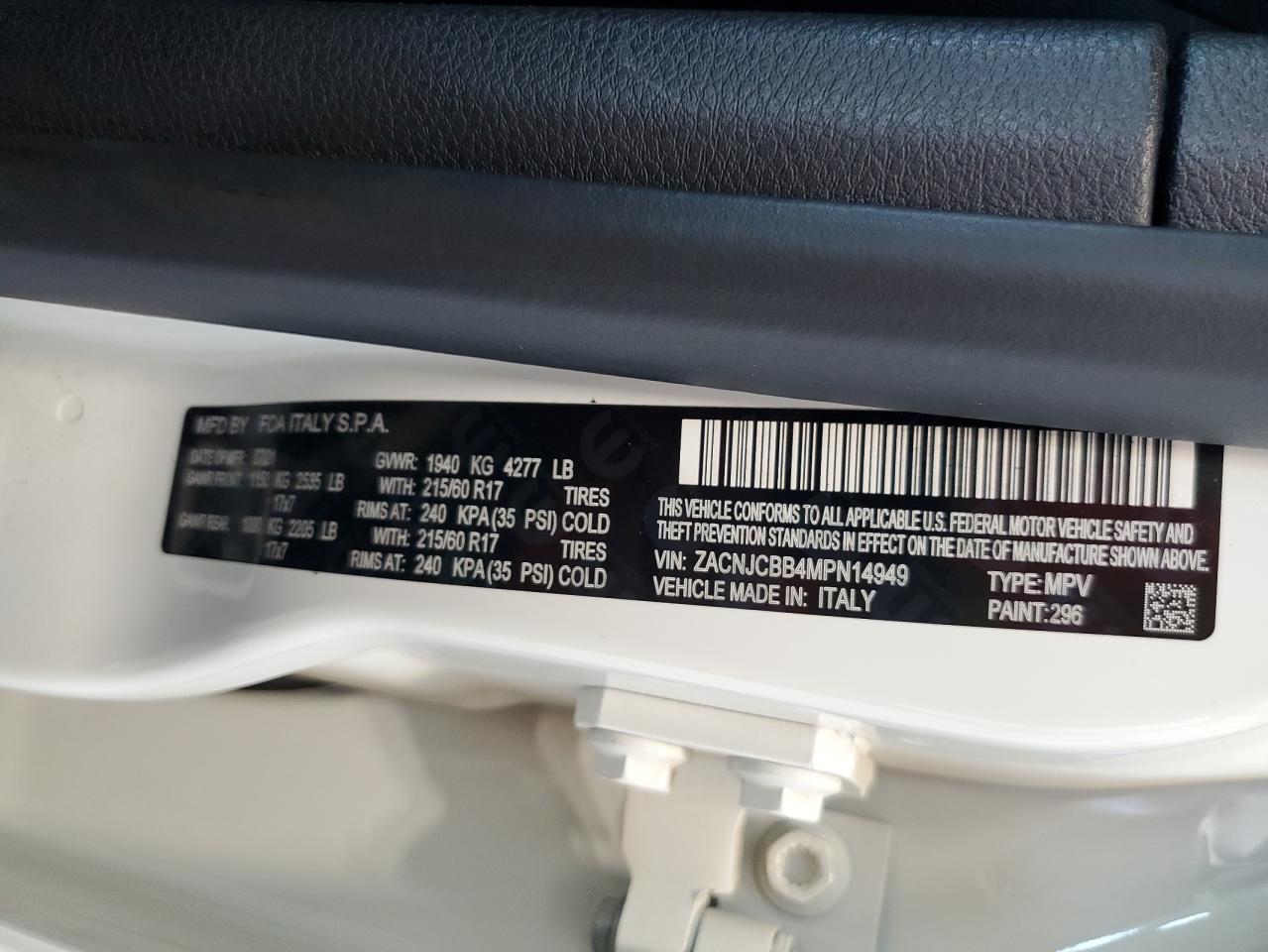 2021 Jeep Renegade Latitude VIN: ZACNJCBB4MPN14949 Lot: 63658595