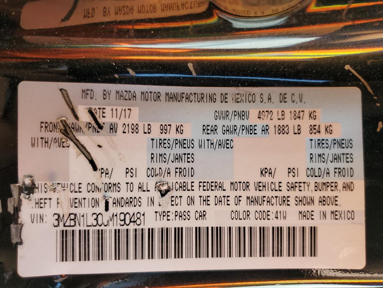2018 Mazda 3 Touring VIN: 3MZBN1L30JM190481 Lot: 65649905