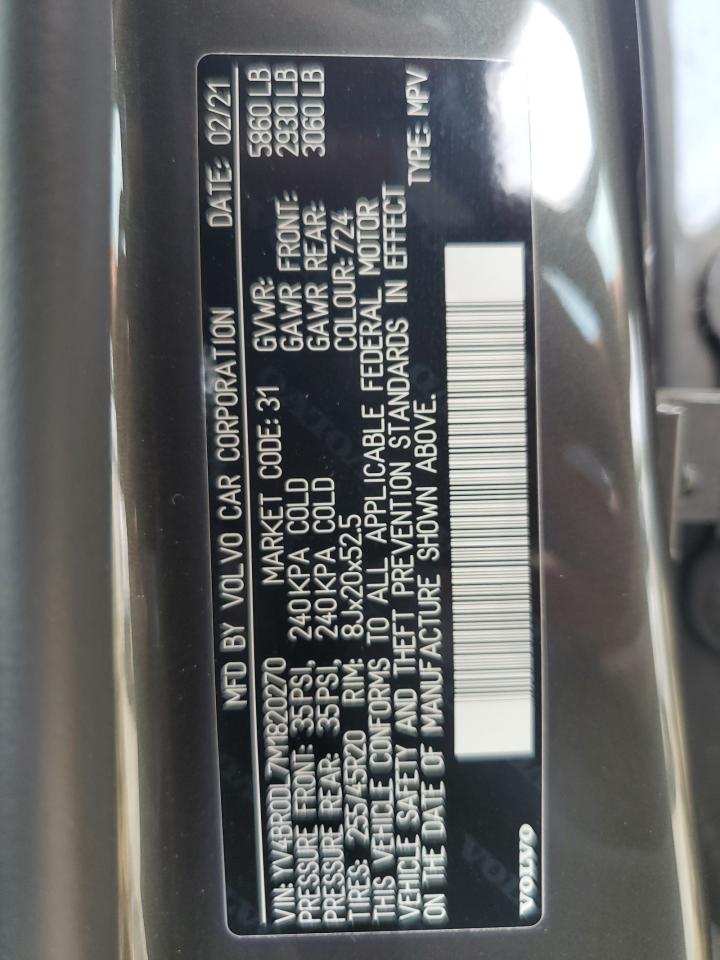 2021 Volvo Xc60 T8 Recharge Inscription VIN: YV4BR0DL7M1820270 Lot: 64730905