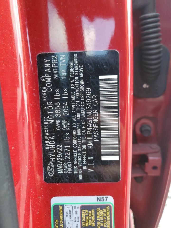 2022 Hyundai Elantra Limited VIN: KMHLP4AG1NU349269 Lot: 63337855