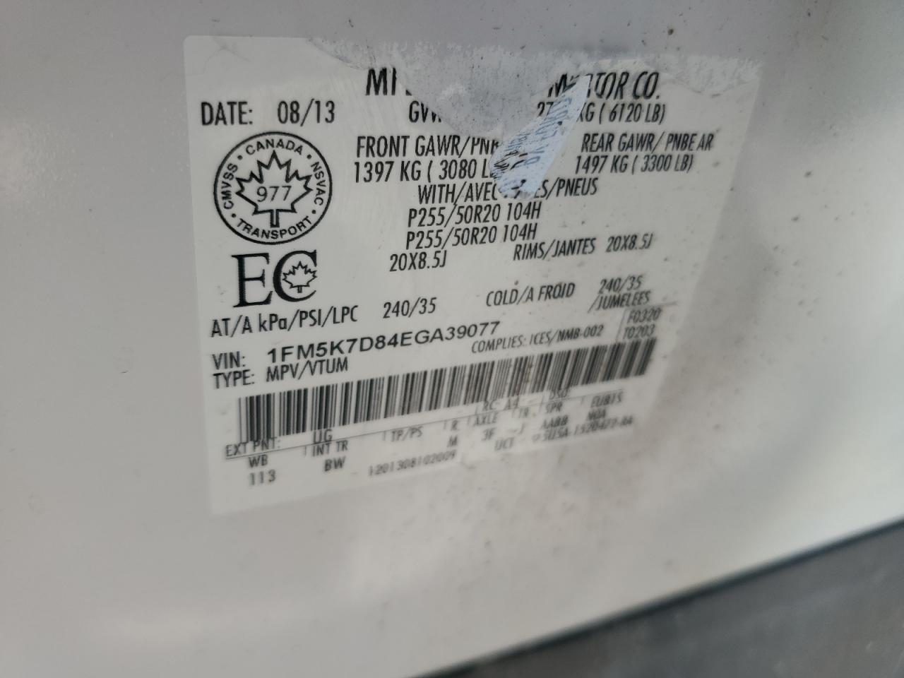 2014 Ford Explorer Xlt VIN: 1FM5K7D84EGA39077 Lot: 65579195