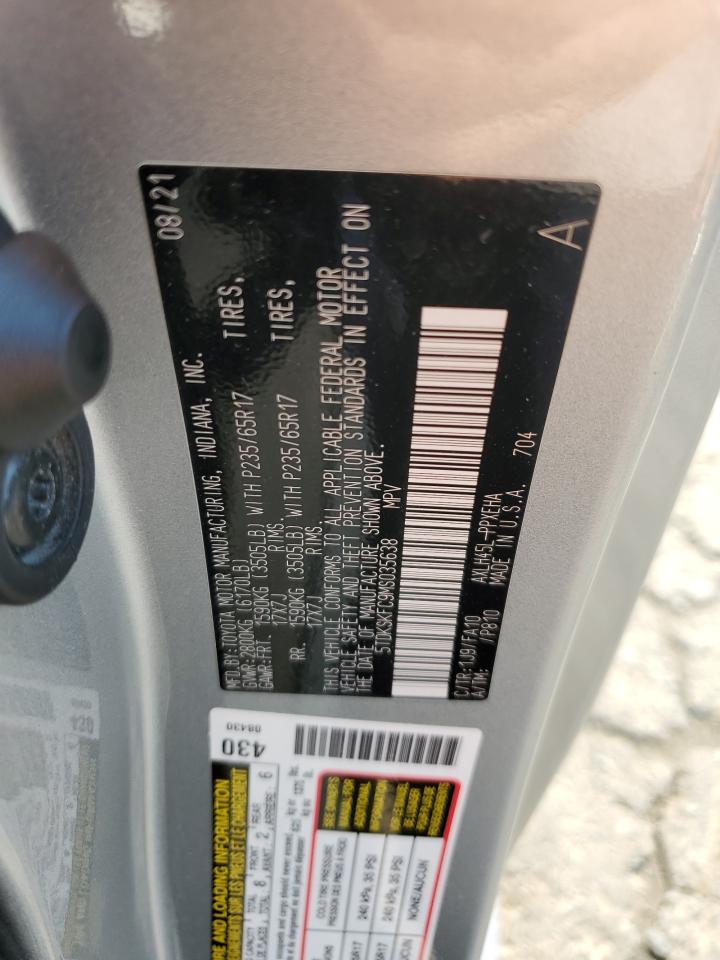 2021 Toyota Sienna Le VIN: 5TDKSKFC9MS035638 Lot: 66510555