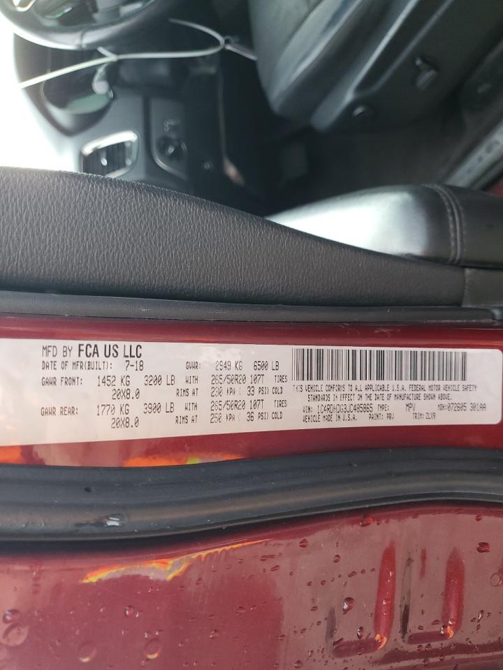 2018 Dodge Durango Gt VIN: 1C4RDHDG3JC485865 Lot: 65969135