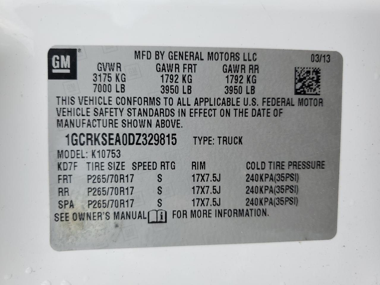 2013 Chevrolet Silverado K1500 Lt VIN: 1GCRKSEA0DZ329815 Lot: 63864445