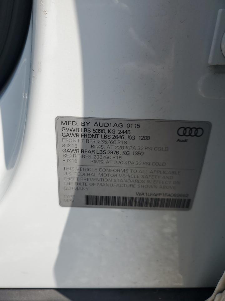 2015 Audi Q5 Premium Plus VIN: WA1LFAFP1FA089662 Lot: 65352365