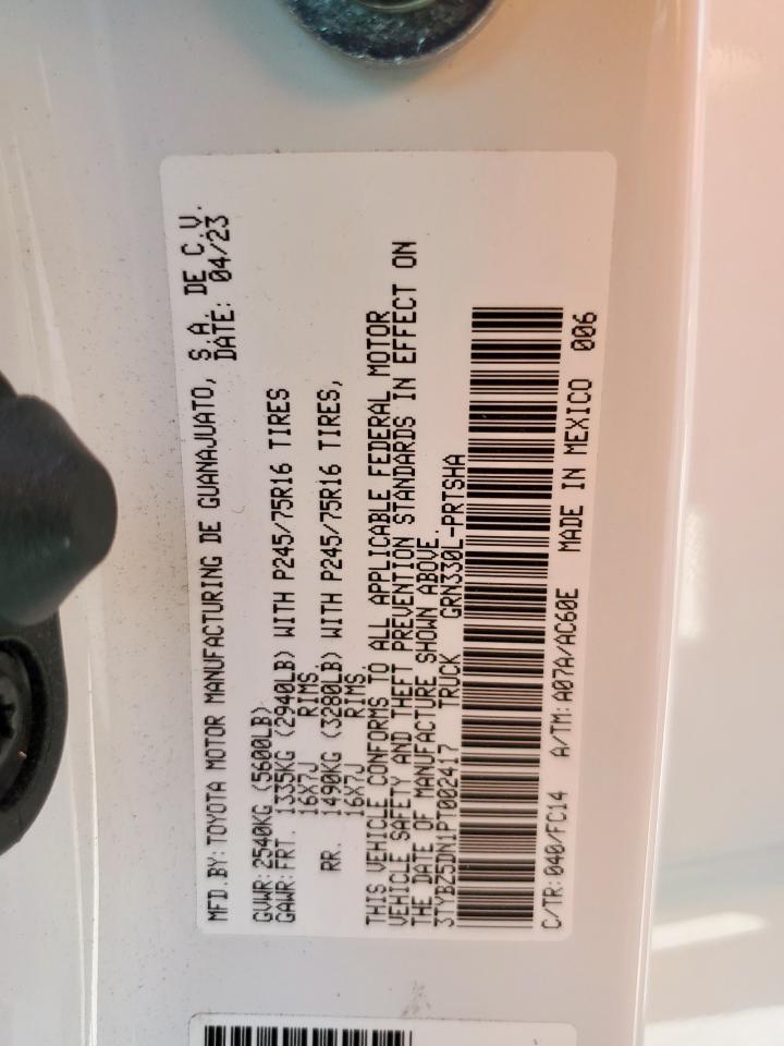 2023 Toyota Tacoma Double Cab VIN: 3TYBZ5DN1PT002417 Lot: 66646565