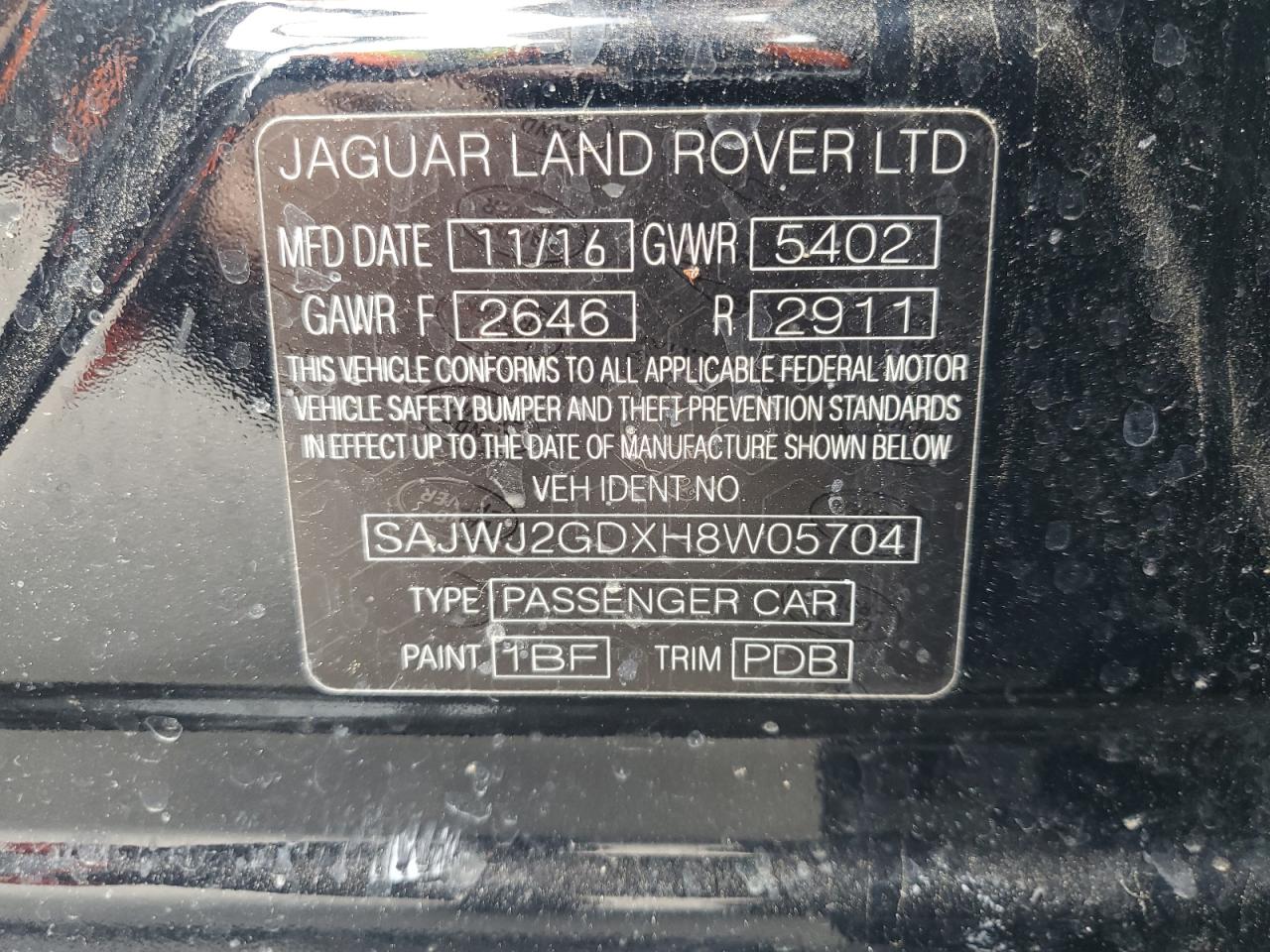 sajwj2gdxh8w05704 SAJWJ2GDXH8W05704 2017 Jaguar Xjl Portfolio