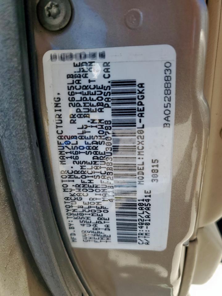 2003 Toyota Avalon Xl VIN: 4T1BF28B83U300788 Lot: 66145475