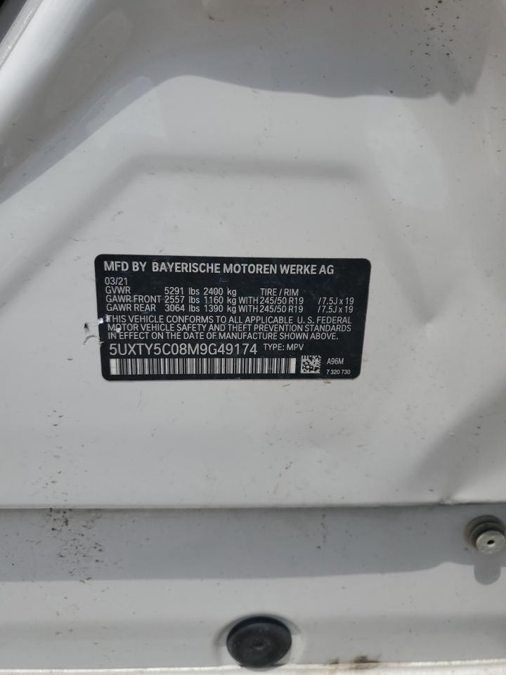 2021 BMW X3 xDrive30I VIN: 5UXTY5C08M9G49174 Lot: 62742745
