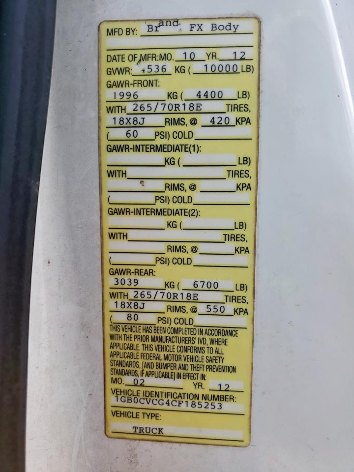 2012 Chevrolet Silverado C2500 Heavy Duty VIN: 1GB0CVCG4CF185253 Lot: 65245675
