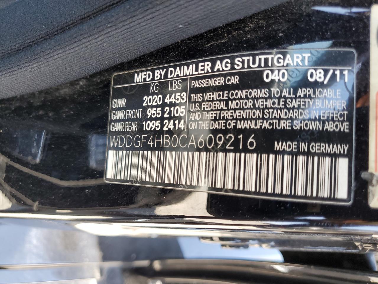 2012 Mercedes-Benz C 250 VIN: WDDGF4HB0CA609216 Lot: 64677045