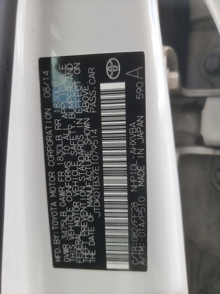 2014 Toyota Prius C VIN: JTDKDTB37E1079514 Lot: 65026745