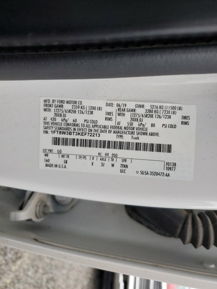 2019 Ford F350 Super Duty VIN: 1FT8W3BT3KEF72213 Lot: 64201065