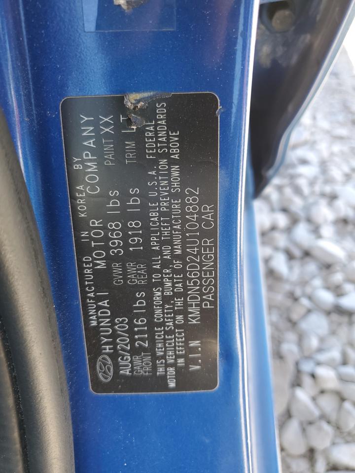2004 Hyundai Elantra Gls VIN: KMHDN56D24U104882 Lot: 64136915