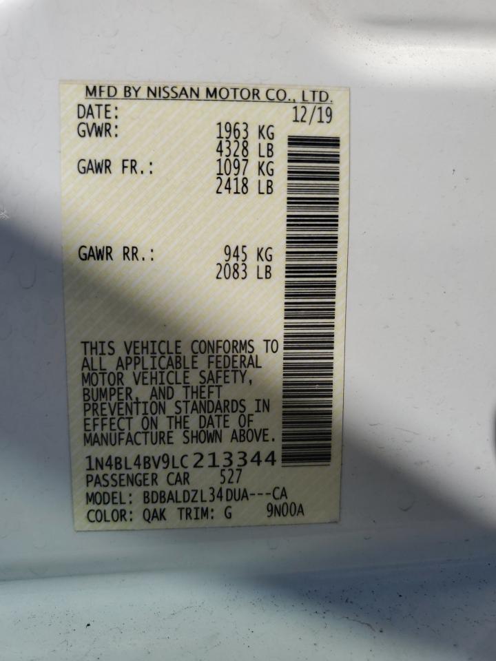 2020 Nissan Altima S VIN: 1N4BL4BV9LC213344 Lot: 65183815