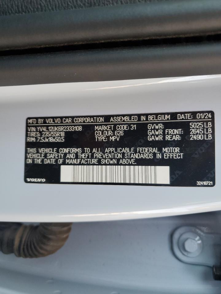 2024 Volvo Xc40 Core VIN: YV4L12UK6R2333108 Lot: 64469795