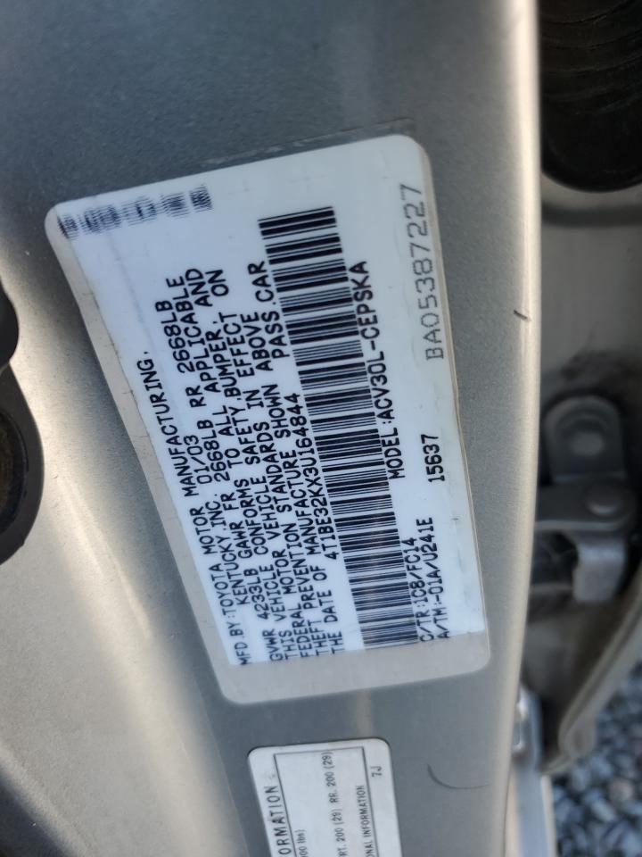 2003 Toyota Camry Le VIN: 4T1BE32KX3U164844 Lot: 63808975