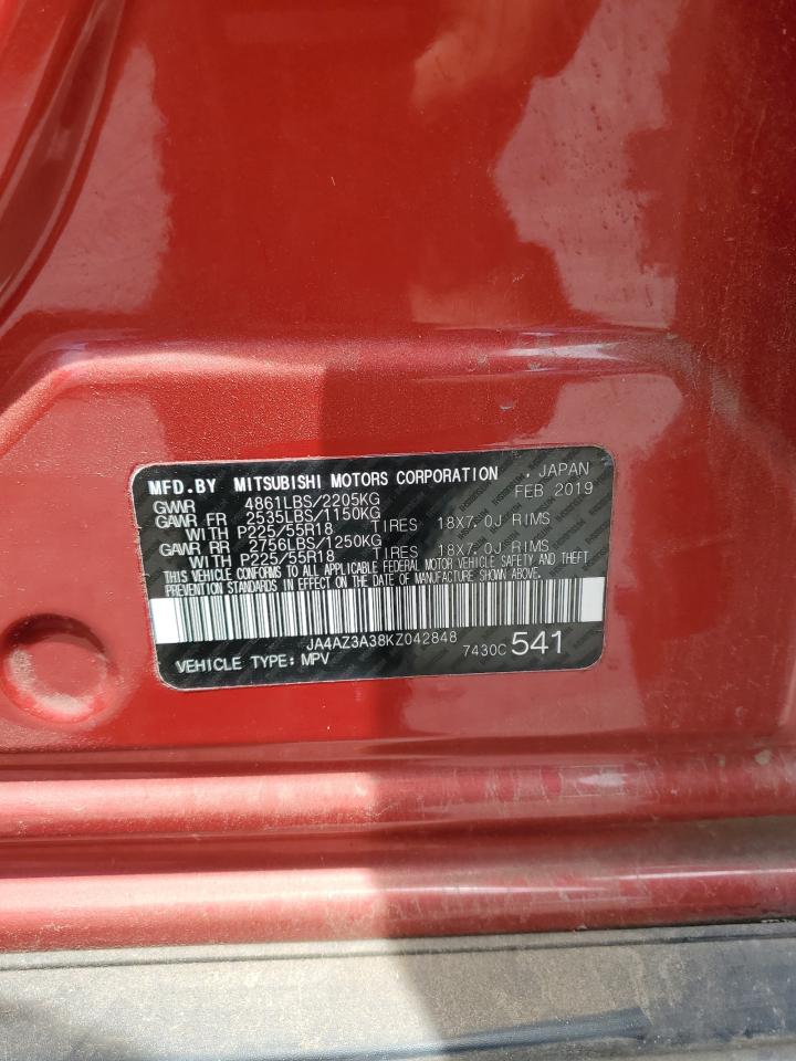 2019 Mitsubishi Outlander Se VIN: JA4AZ3A38KZ042848 Lot: 64642915