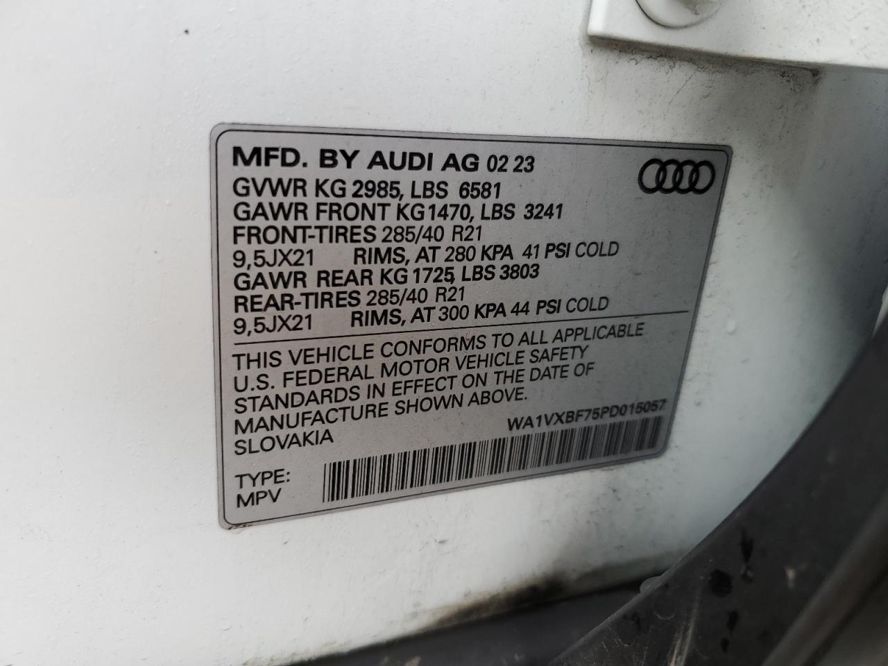 2023 Audi Q7 Prestige VIN: WA1VXBF75PD015057 Lot: 64044085