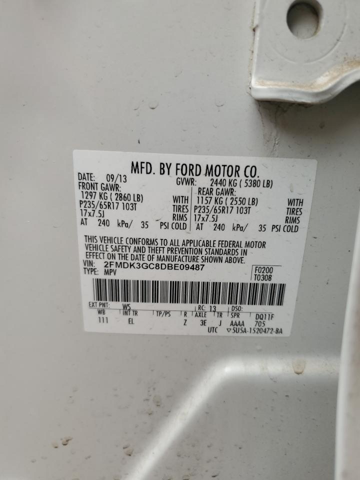 2013 Ford Edge Se VIN: 2FMDK3GC8DBE09487 Lot: 65055415