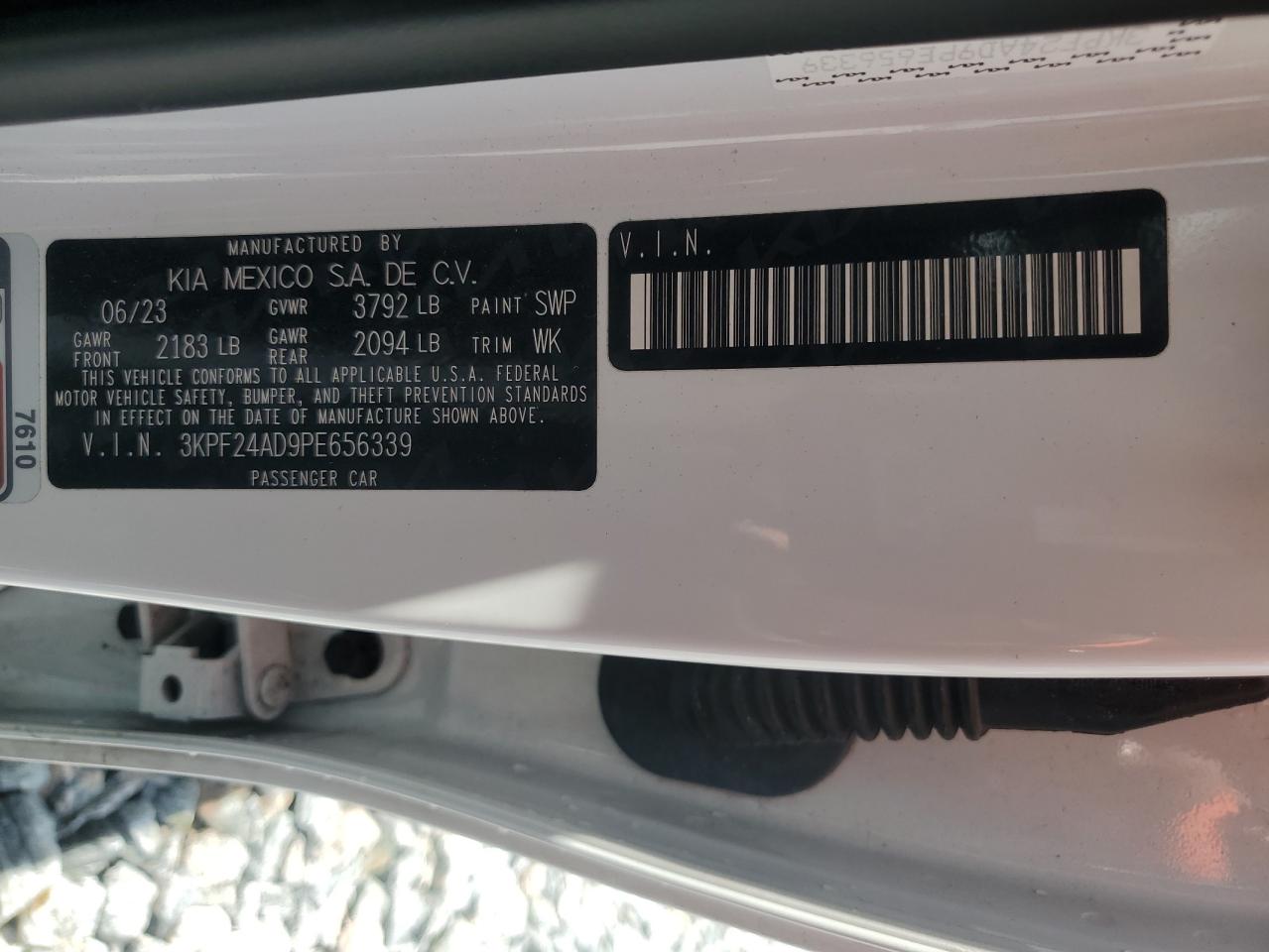 2023 Kia Forte Lx VIN: 3KPF24AD9PE656339 Lot: 64198315