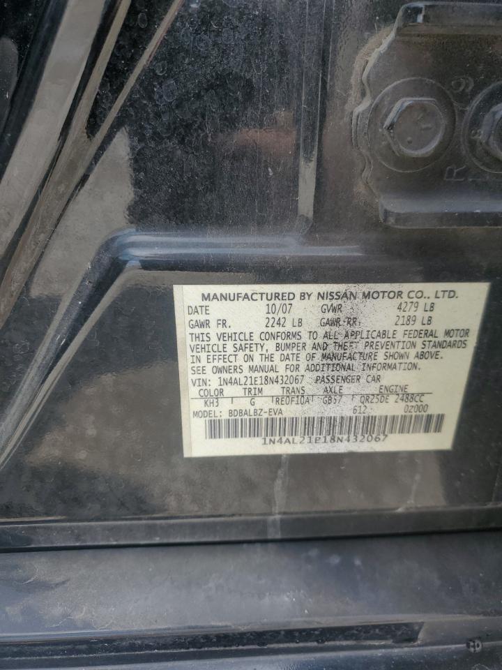 2008 Nissan Altima 2.5 VIN: 1N4AL21E18N432067 Lot: 64079935