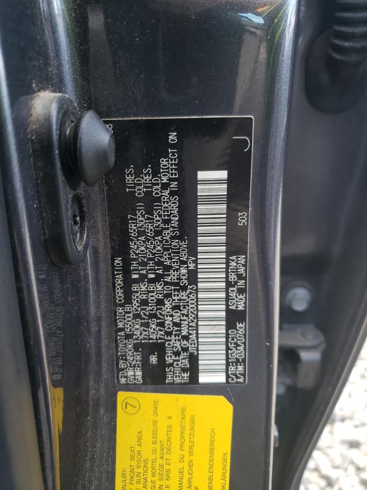 2009 Toyota Highlander VIN: JTEDA41A292000673 Lot: 66532445