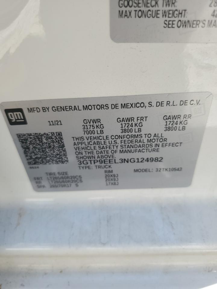 2022 GMC Sierra Limited K1500 At4 VIN: 3GTP9EEL3NG124982 Lot: 69013275