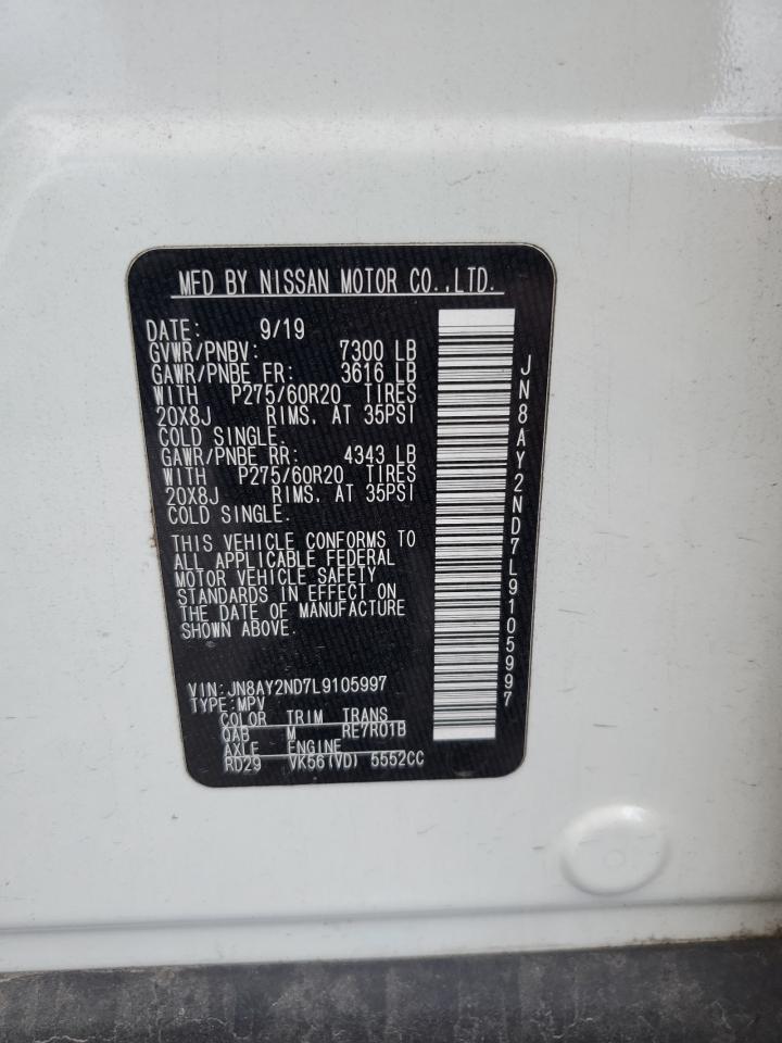 2020 Nissan Armada Sv VIN: JN8AY2ND7L9105997 Lot: 64819105