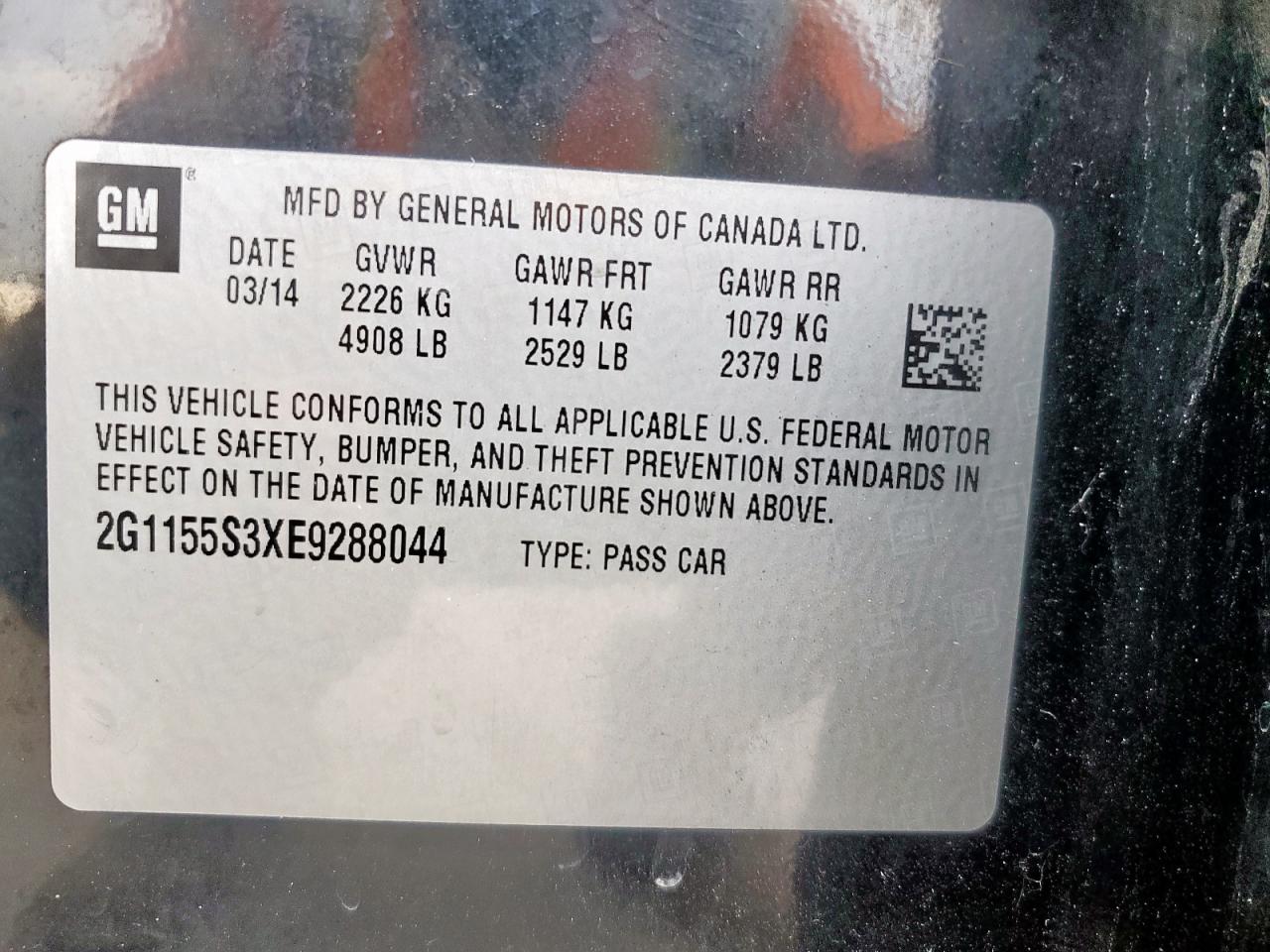 2014 Chevrolet Impala Ltz VIN: 2G1155S3XE9288044 Lot: 64954405