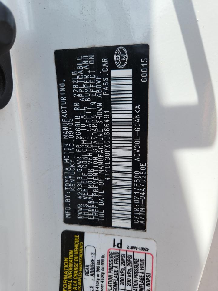 2006 Toyota Camry Solara Se VIN: 4T1CE38PX6U666491 Lot: 64883285