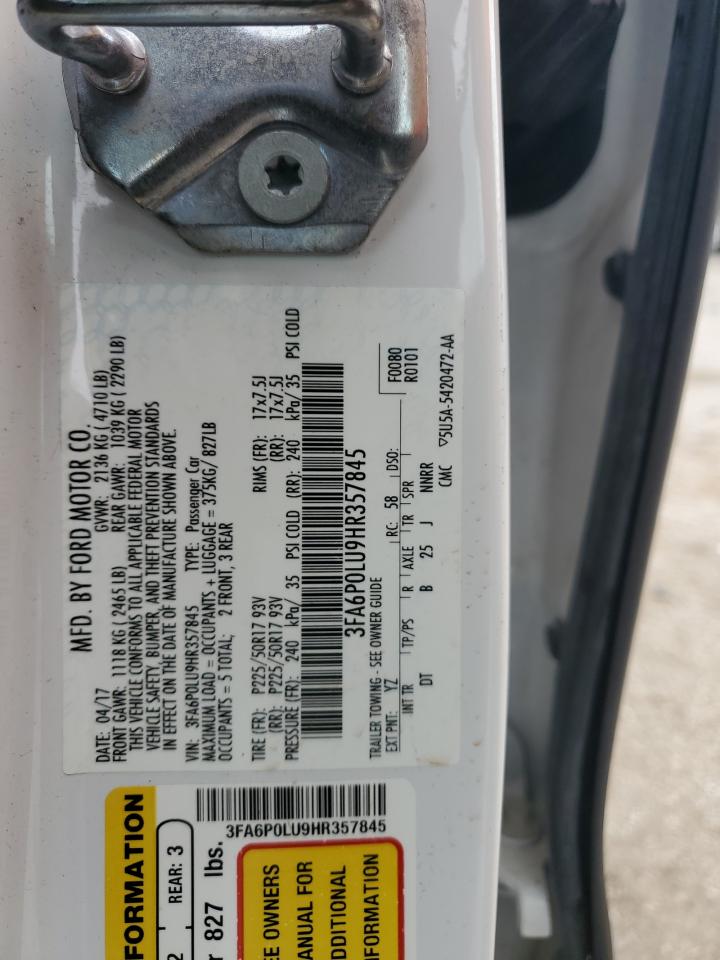 2017 Ford Fusion Se Hybrid VIN: 3FA6P0LU9HR357845 Lot: 65264835