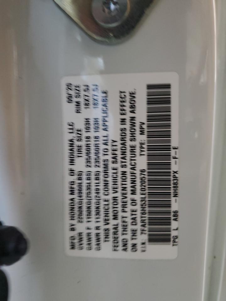 2020 Honda Cr-V Ex VIN: 7FART6H53LE020576 Lot: 65124955