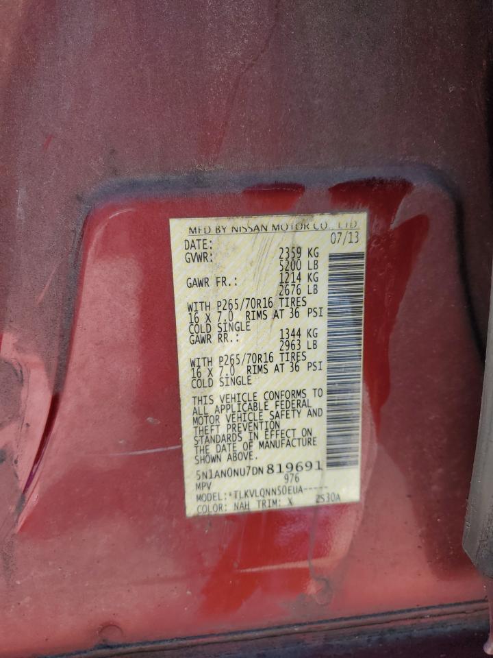 2013 Nissan Xterra X VIN: 5N1AN0NU7DN819691 Lot: 65125885