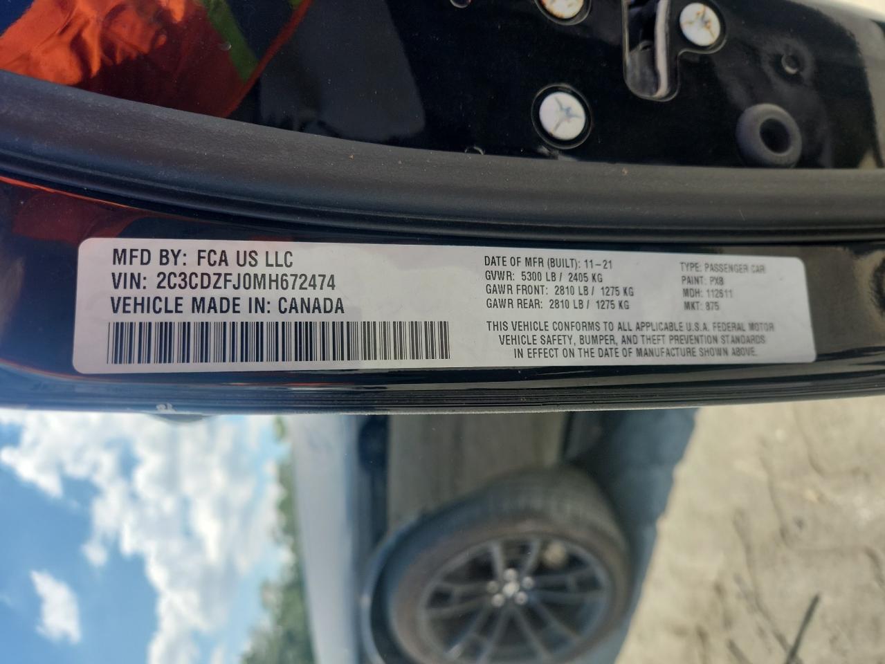 2021 Dodge Challenger R/T Scat Pack VIN: 2C3CDZFJ0MH672474 Lot: 65405725