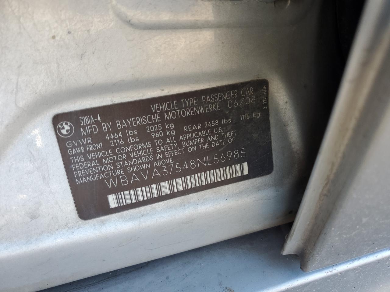 wbava37548nl56985 WBAVA37548NL56985 2008 BMW 328 I