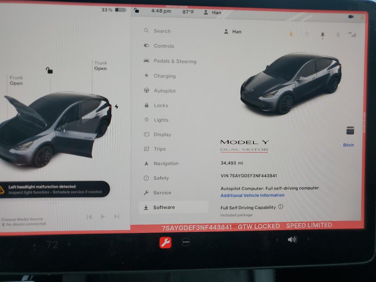 2022 Tesla Model Y VIN: 7SAYGDEF3NF443841 Lot: 63751965