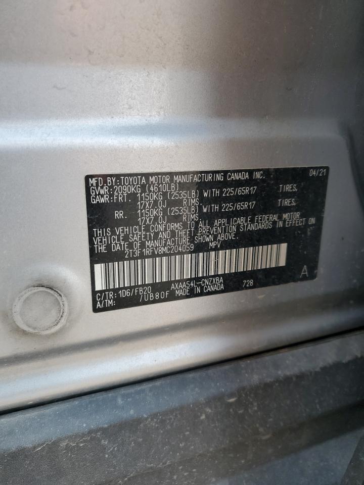 2021 Toyota Rav4 Le VIN: 2T3F1RFV8MC204059 Lot: 64475615