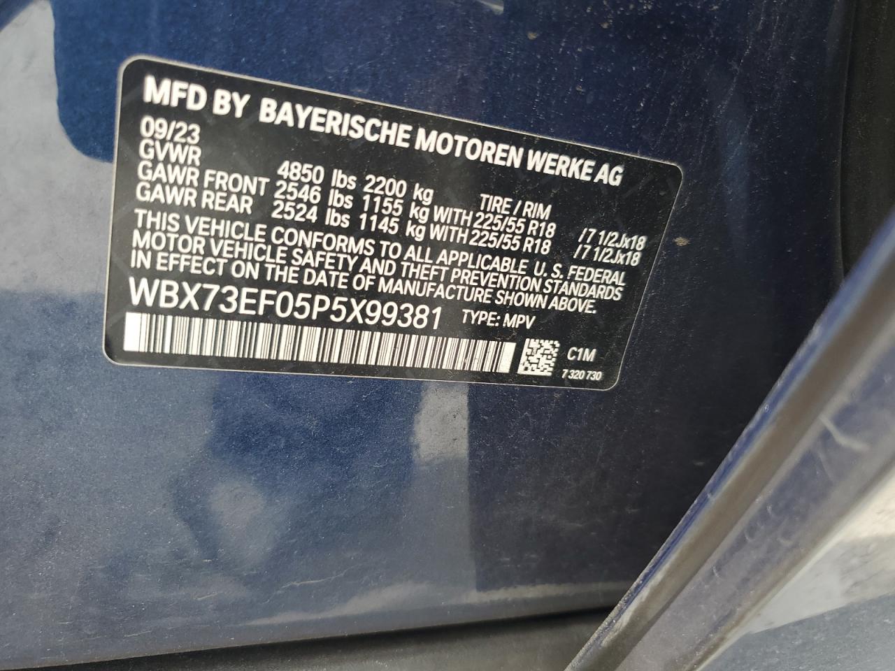 2023 BMW X1 xDrive28I VIN: WBX73EF05P5X99381 Lot: 64164065