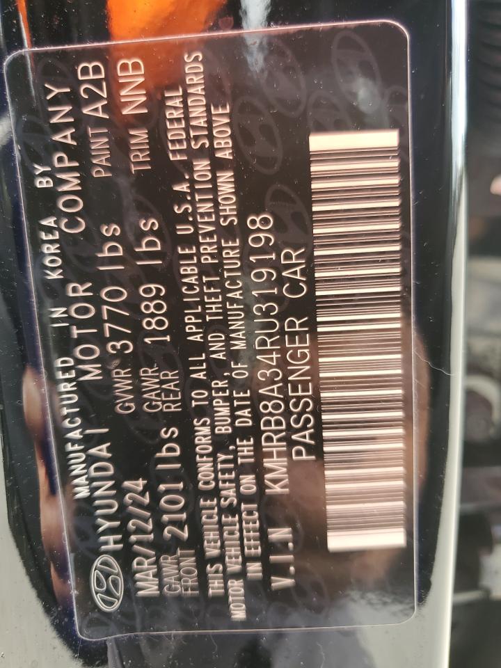 2024 Hyundai Venue Se VIN: KMHRB8A34RU319198 Lot: 63039265