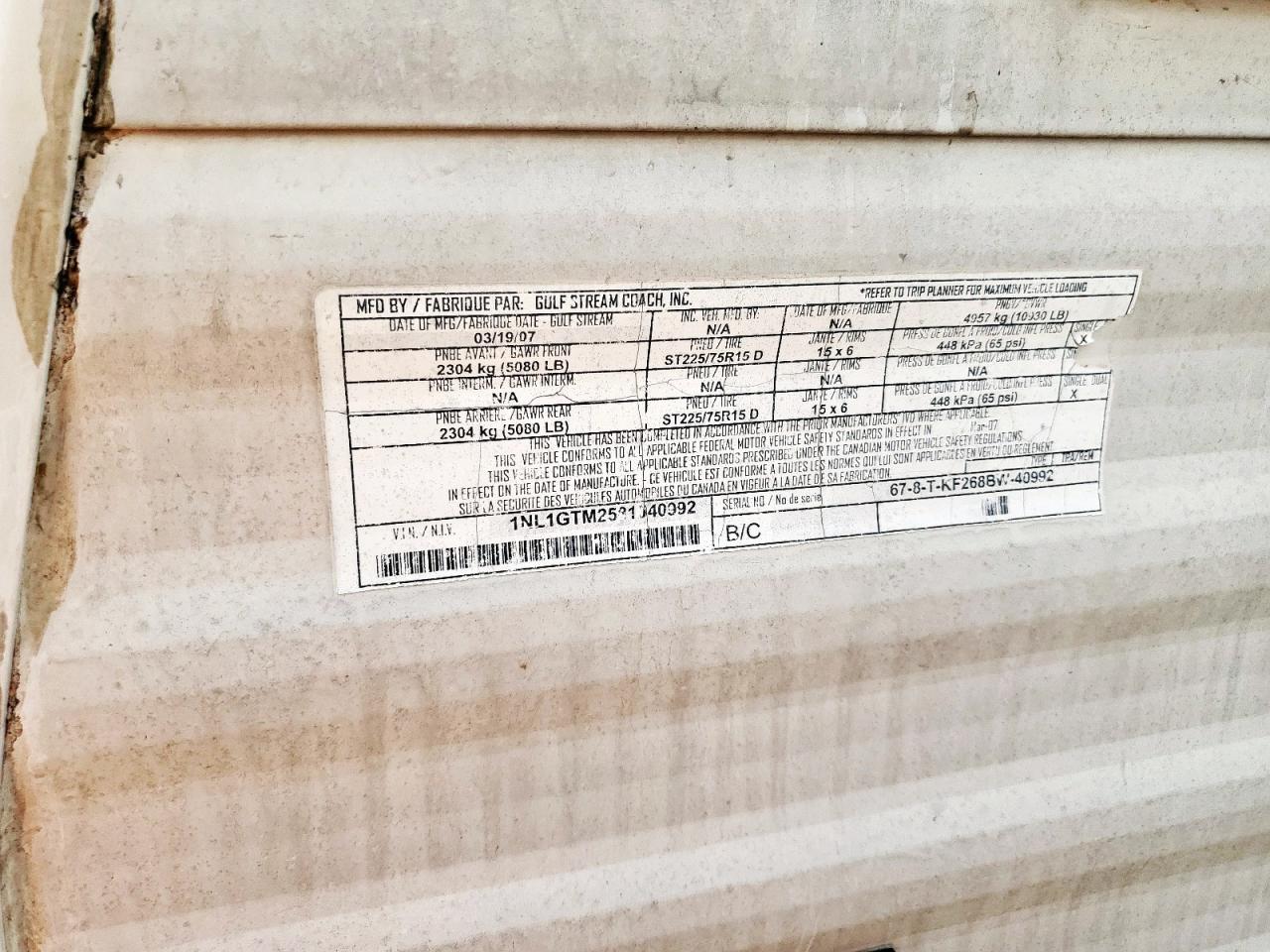 1NL1GTM2581040992 2008 Gulf Stream Kingsport