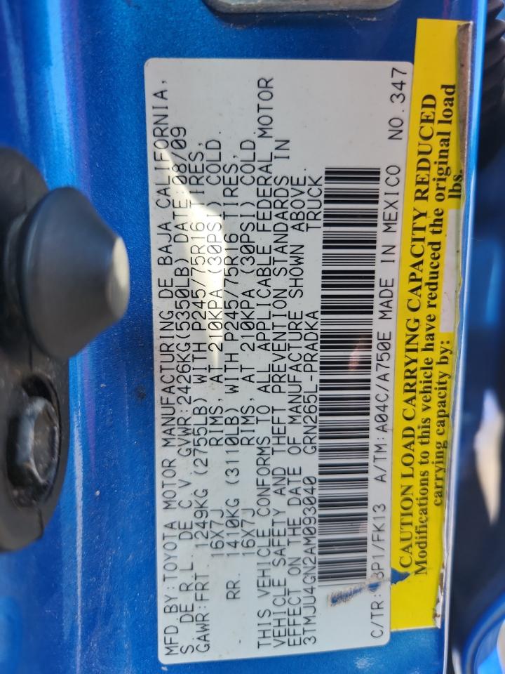 2010 Toyota Tacoma Double Cab Prerunner VIN: 3TMJU4GN2AM093040 Lot: 65133525