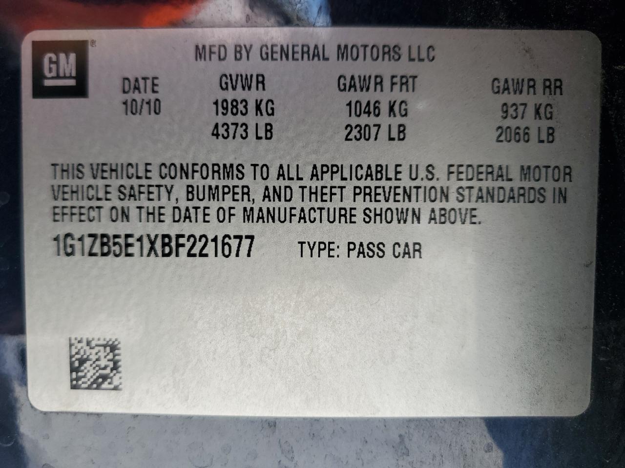 2011 Chevrolet Malibu Ls VIN: 1G1ZB5E1XBF221677 Lot: 65215075