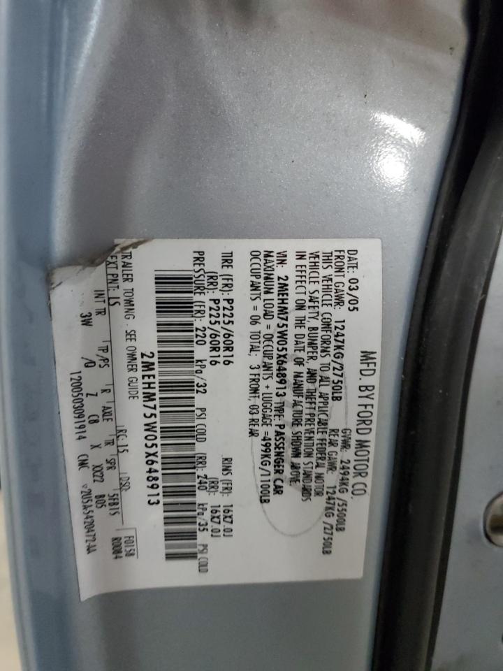 2005 Mercury Grand Marquis Ls VIN: 2MEHM75W05X648913 Lot: 65320105