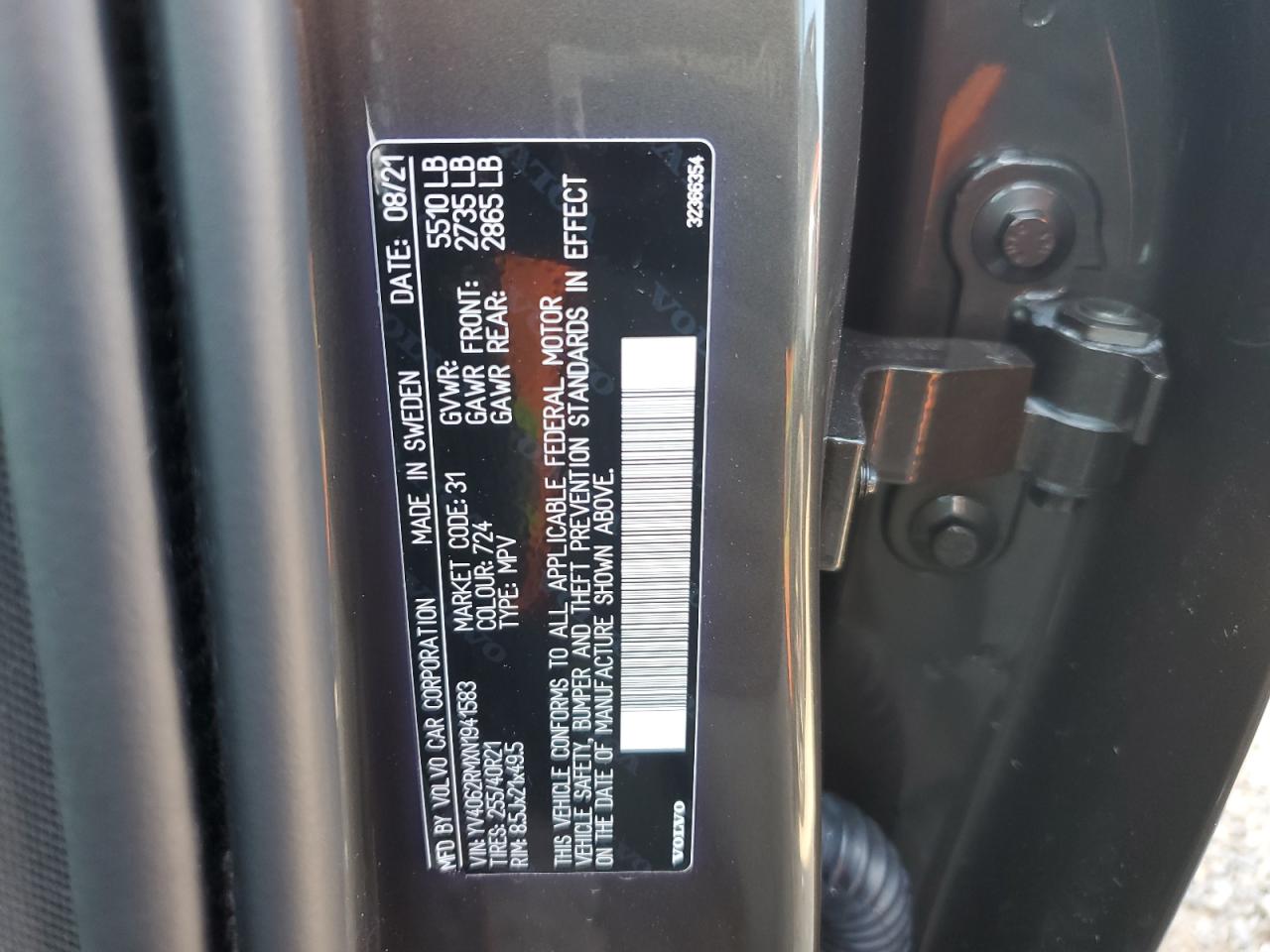 2022 Volvo Xc60 B6 R-Design VIN: YV4062RMXN1941583 Lot: 65878415