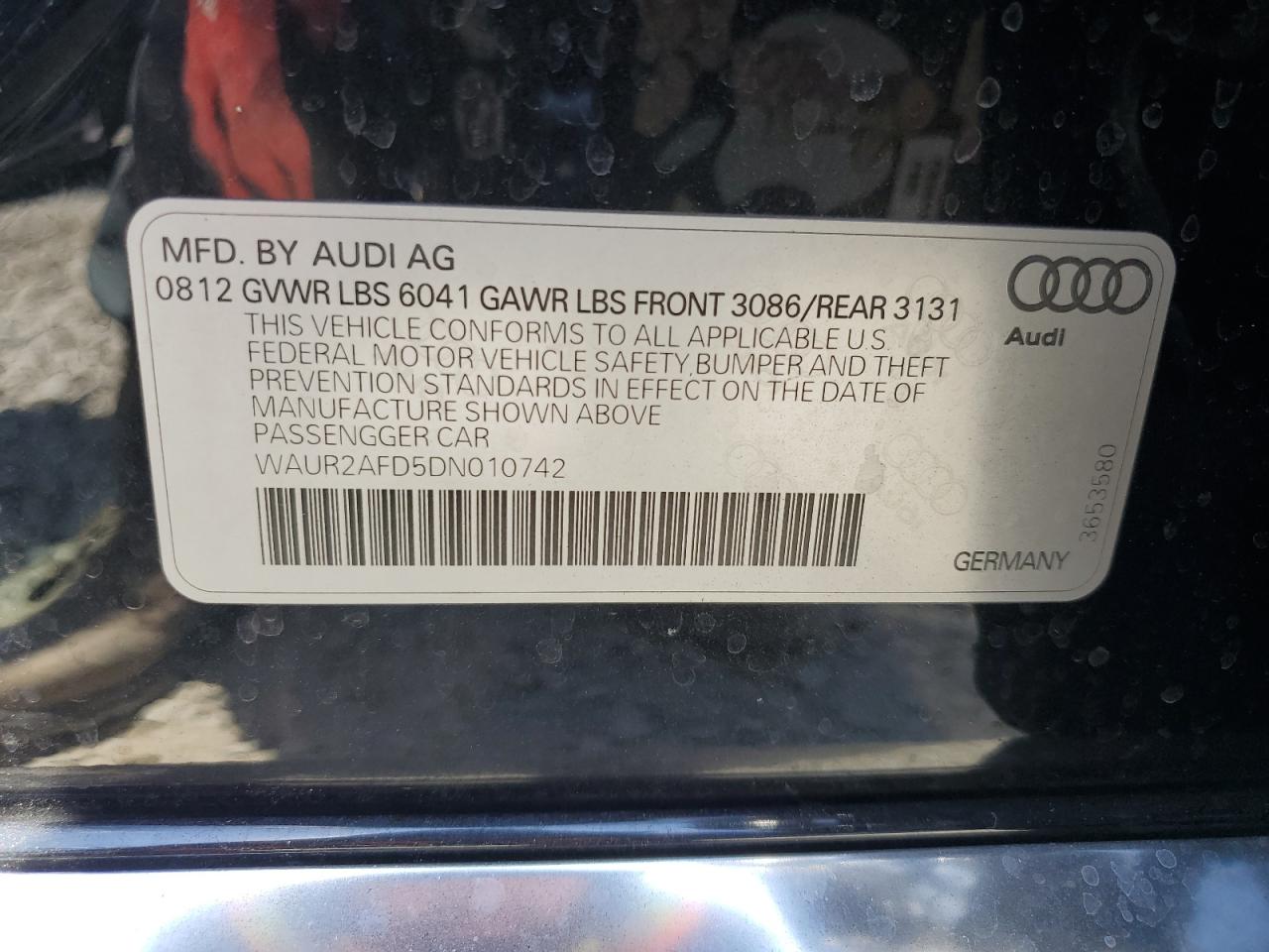 2013 Audi A8 L Quattro VIN: WAUR2AFD5DN010742 Lot: 62687735